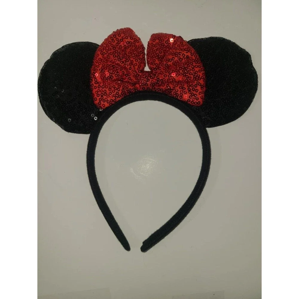 Classic Red Bow Black Minnie Mouse Ears Headband Disneyland Disneyworld Party